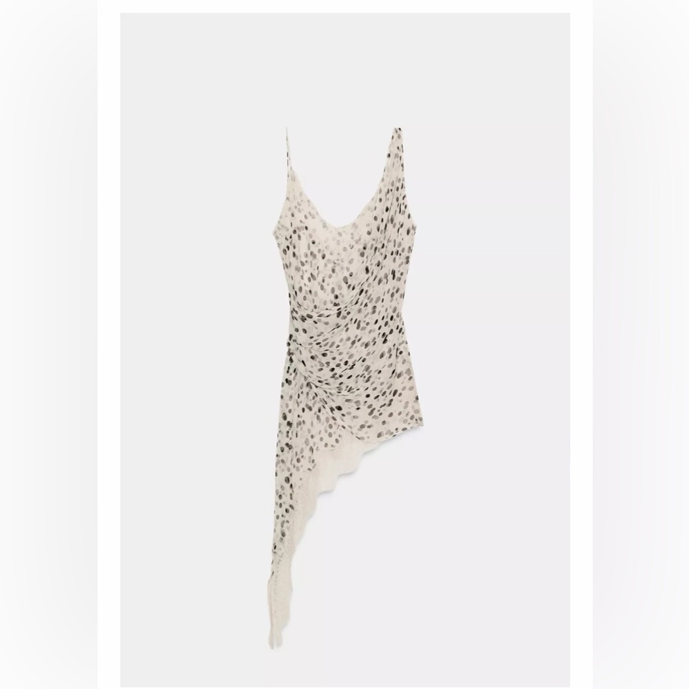 Zara Elegant Cream and Black Asymmetrical lace top